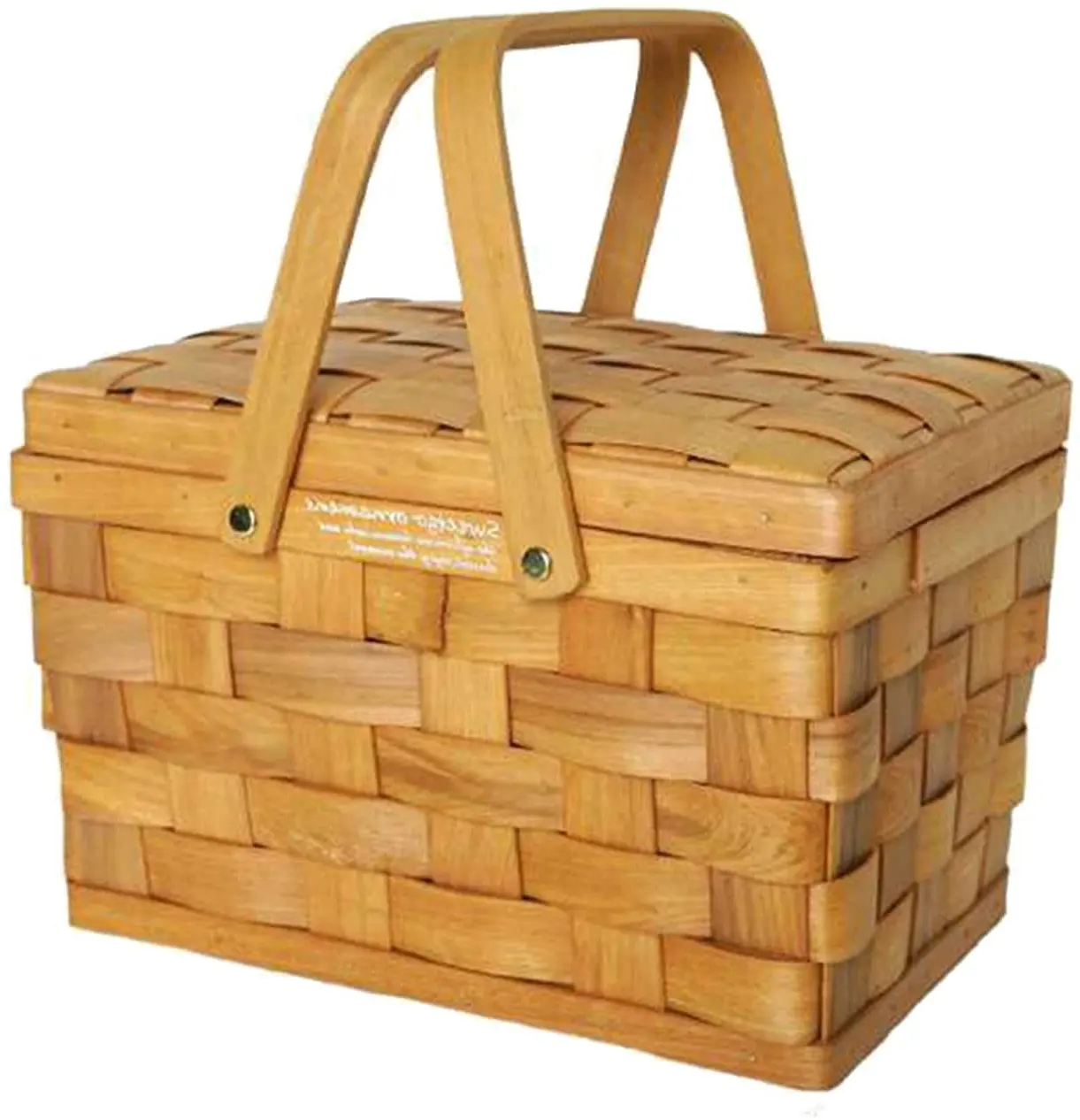 Wedding wooden Lid And Handle Eco-friendly Wood Rustic Storage Weaving Picnic Basket