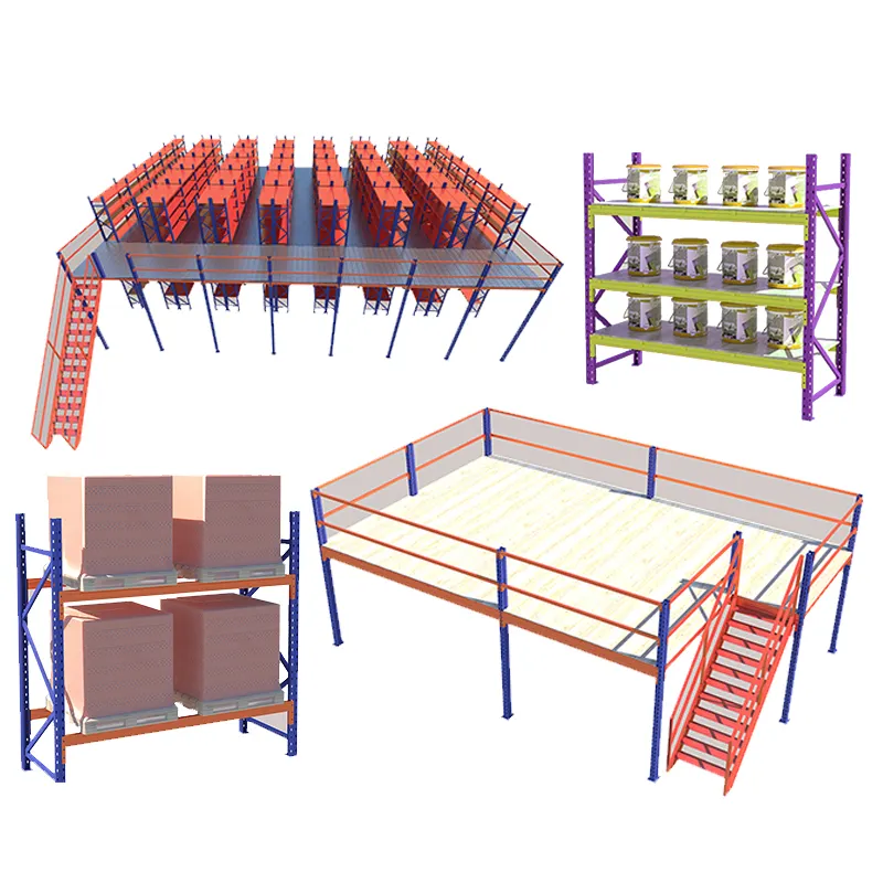 Gudang Loteng Mezzlantai Anine Palet Baja Rak Rak Kerja Platform Gunting Lift untuk Rak Rak Rak