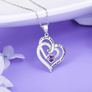 Collar de cristal con forma de corazón para mujer, colgante con doble Corazón de circonia cúbica, piedra de nacimiento, regalo del Día de la madre - Product Image 3