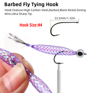 Vente en gros # 4 mouches artificielles 3D à yeux de poisson en Mylar, type Tube Fly <span class=keywords><strong>Flash</strong></span>, pour la pêche au bar, à la truite, au vairon et au saumon - Product Image 3