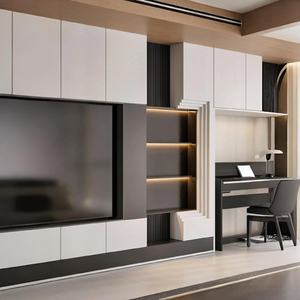 Functional Custom Solid Wood <strong>TV</strong> <strong>Wall</strong> for Living Room with Modern <strong>Shelving</strong> Options and Convenient Storage - Product Image 3