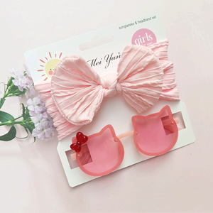 Nuovo Set 2026 Occhiali da Sole per Bambini con Fiocco e Fascia per Capelli, Accessori per Piccole Principesse, Occhiali da Sole Senza Montatura UV400 - Product Image 5