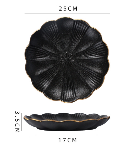 Assiette de 10 pouces avec ligne dorée