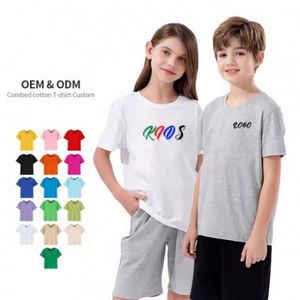Kids Casual Compressed <b>T</b>-Shirt Custom Logo Printing 100% Cotton Breathable Short Sleeve for Baby Girls & Boys - Product Image 1