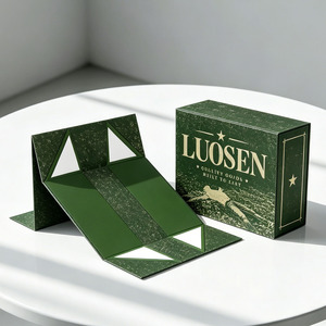 Scatola Regalo Magnetica Pieghevole Verde Monoblocco con Stampa Floreale in Carta Rigida per Cosmetici e Gioielli - Product Image 2