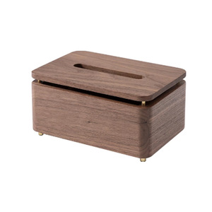 Solid wood desktop decorative tissue box home living room paper towel draw wooden box black walnut drawer napkin box