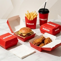 Maßgeschneidertes Fast-Food-Verpackungsset Burger-Box Pommes-Box Hähnchen-Box Papiertüte für QSR-Restaurantketten