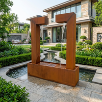 Fontaine d'eau en acier corten pour extérieur, cascade pour la décoration du jardin