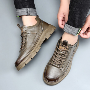 Chaussures habillées en cuir marron à lacets, à semelle épaisse, de haute qualité, élégantes et décontractées - Product Image 3