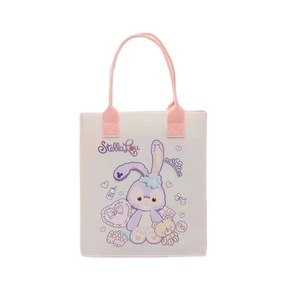 卡通草莓熊印花毛毡包中号毛绒公仔手提包生日派对礼品青睐女童购物袋制作PP - Product Image 5