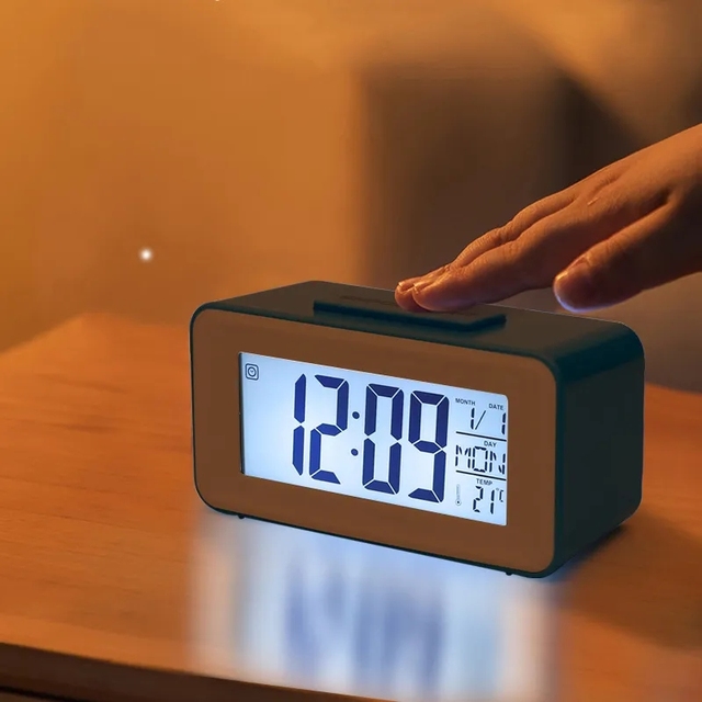 Funny Multi-function Modern Snooze Smart Temperature Voice Control Digital Alarm Desk / Table Clock with Backing Light