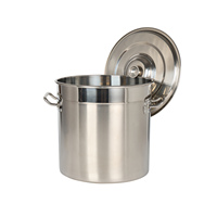 Marmite à soupe et riz multifonctionnelle classique en acier inoxydable pour hôtels, grande capacité, épaissie, avec couvercle, compatible gaz et induction