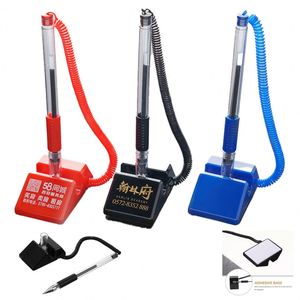 Bolígrafos de Gel Negros Personalizados con Base Adhesiva, Bolígrafos de Escritorio Antirrobo para Oficina, Banco, Recepción y Hogar - Product Image 1