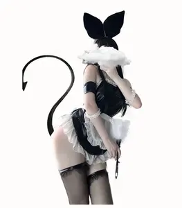All'ingrosso carino Costume Cosplay Sexy orecchie di coniglio coniglietto uniforme da ragazza servo Costume da donna per maestro Lingerie Sexy sottile