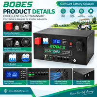 Batterie de chariot de golf LiFePO4 51,2 V 100 Ah, 48 V, à décharge profonde, rechargeable, avec BMS intelligent, OEM ODM
