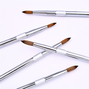 Pinceau à ongles en acrylique 100% pur Kolinsky, manche en métal argenté, marque privée, pour l'application d'acrylique - Product Image 3