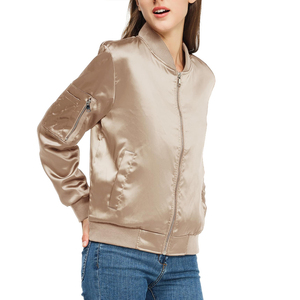 Winter Autumn Wear <b>Women</b> Baseball Satin <b>Jacket</b> Plus Size <b>Lightweight</b> Stylish Outerwear Stand Sheep Skin Lining Nylon - Product Image 5