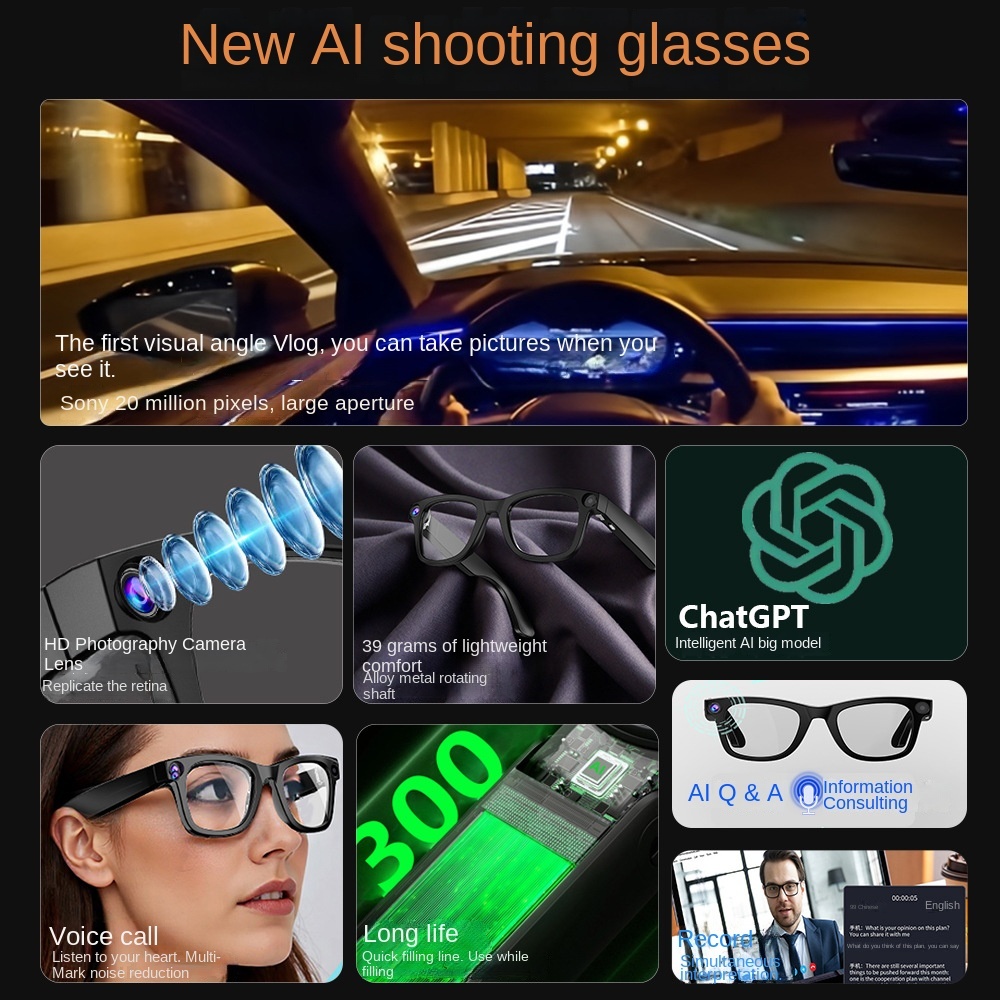 G300 AI Smart Glasses 800W HD Camera 32GB WIFI Transfer ChatGPT Gesture Control AI Translation Photography Smart Glass · image 3