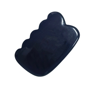 Grand gratteur Gua Sha en obsidienne noire ondulée, pierre de cristal polie pour sculpter la mâchoire et soulager les tensions musculaires du corps - Product Image 5