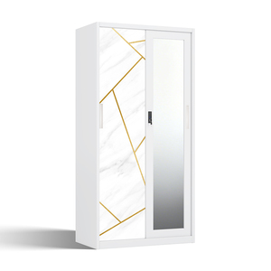 Armario Metálico con Puertas Corredizas Impresas y Espejo para Almacenamiento en Dormitorios de 900 mm - Product Image 2