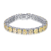 Bracelet jonc de créateur en argent avec pierre jaune et diamants canaris pour femme et homme, bracelet d'amitié en cristal
