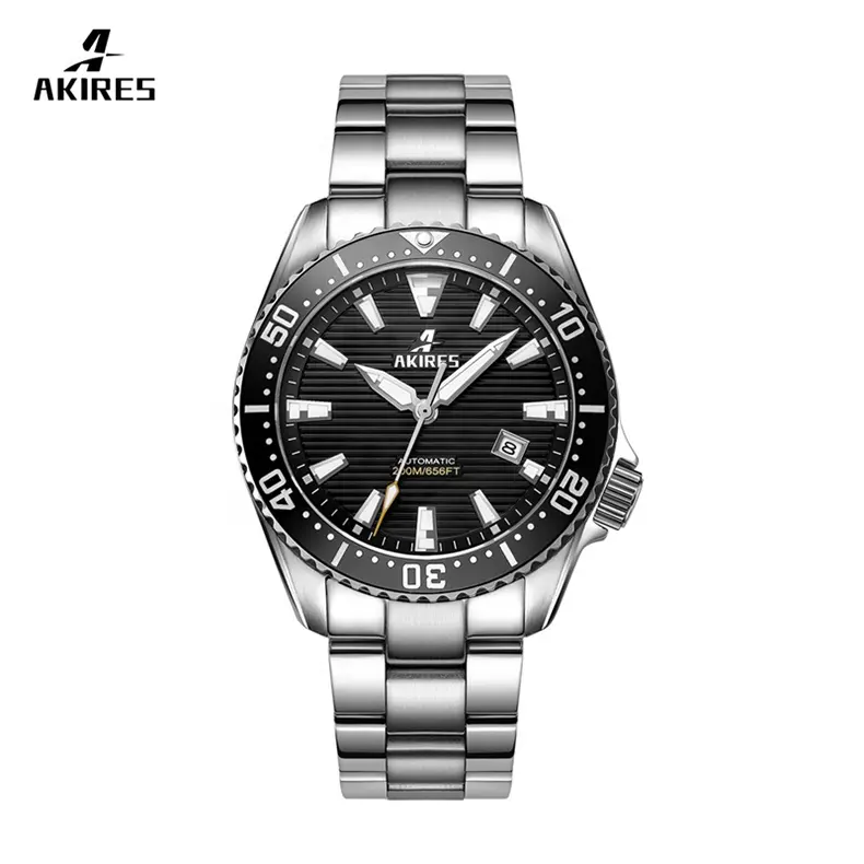 Brand AKIRES luxury dive 200M waterproof automatic watch oem low moq mens diver mechanical watch