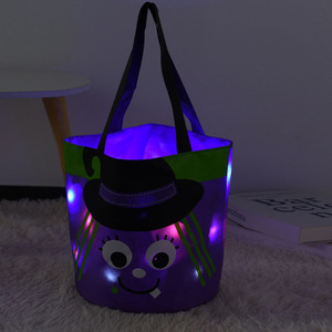 Cesta de Halloween Personalizada con Diseño de Calabaza Luminosa, Cubo para Dulces de Halloween para Niños, Cestas de Halloween de Tela que Brillan en la Oscuridad - Product Image 5