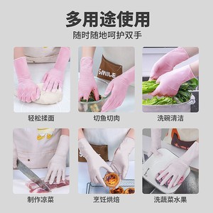 Durable pink 12-inch nitrile gloves, food-grade thickened nitrile gloves for housework, washing dishes, and cleaning. - Product Image 5