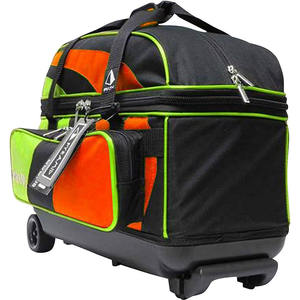 Sac de bowling à 2 boules tendance avec roulettes, chariot à double roulettes avec compartiments pour équipement et chaussures - Product Image 3