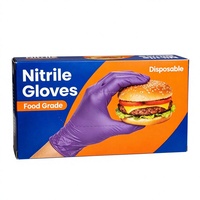 Gants en nitrile jetables Brillink pour usage domestique, couleur violette, sans poudre, sans latex, imperméables, compatibles écrans tactiles, taille moyenne, résistants et durables, pour la manipulation des aliments