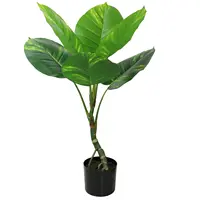 Düşük fiyat toptan altın yeşil Aglaonema süs yeşillik yapay bitkiler bonsai