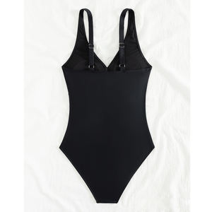 ชุดว่ายน้ำชิ้นเดียวสำหรับผู้หญิงชุดว่ายน้ำคลุมท้องคอวีตาข่ายขนาดพิเศษ - Product Image 6