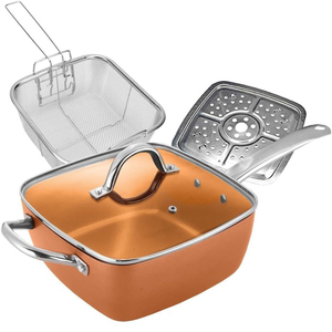 Juego de Ollas Cuadradas de Inducción de Aleación de Aluminio de 4 Piezas con Revestimiento Cerámico de Cobre Moderno de Alta Calidad - Product Image 1