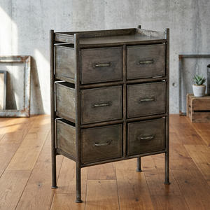 Industrial & Vintage Iron Metal Home Furniture Black Rusty Antique 3 <b>Drawers</b> Living Room Storage Cabinet for Hotel Warehouse Use - Product Image 2