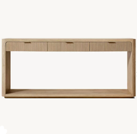 Table console en chêne minimaliste luxueuse avec tiroirs, design contemporain pour le rangement du salon de villa et d'hôtel