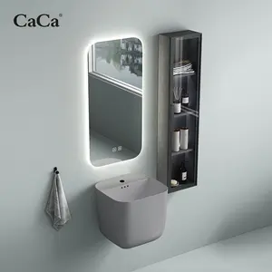 CaCa Wholesale 1 Piece Ceramic Wall Hanging Mounted Bathroom Hand Wash Sinks
