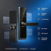 Serratura Intelligente con Impronta Digitale, Password, Carta IC e App TUYA, Maniglia con Sensore a Semiconduttore per Porte in Legno