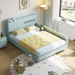 Cama de cocodrilo de dibujos animados para niños, cama de lujo minimalista moderna con barandillas para niños, tema de animales de espacio pequeño - Product Image 2