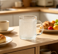 Tasse à boire en verre rayé de style américain avec poignée, tasse à thé, pour salon/usage domestique, tasse en verre à rayures verticales