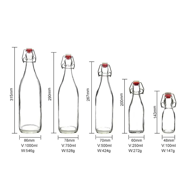 Tapón de bloqueo para botellas de zumo, tapón de cierre hermético para botellas de vidrio, 250ml-1000ml