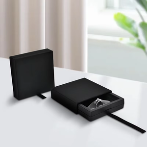 Wholesale Square Drawer Jewellery <b>Boxes</b> With Cardboard Outer PE Visible Window Pull Out Ribbon And Best Wishes Logo For Daily - Product Image 2