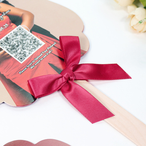 <span class=keywords><strong>Carte</strong></span> d'Invitation <span class=keywords><strong>de</strong></span> Mariage Personnalisée en Forme d'Éventail <span class=keywords><strong>avec</strong></span> Photos Imprimées en Couleur Recto Verso et Nœud en Ruban & Poignée en Bois pour Anniversaire - Product Image 3