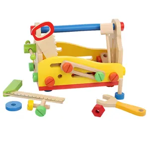 Caja de Herramientas de madera para niños, juego de simulación, tuerca, desmontaje, montaje de tornillo, reparación de simulación, carpintero, juguete