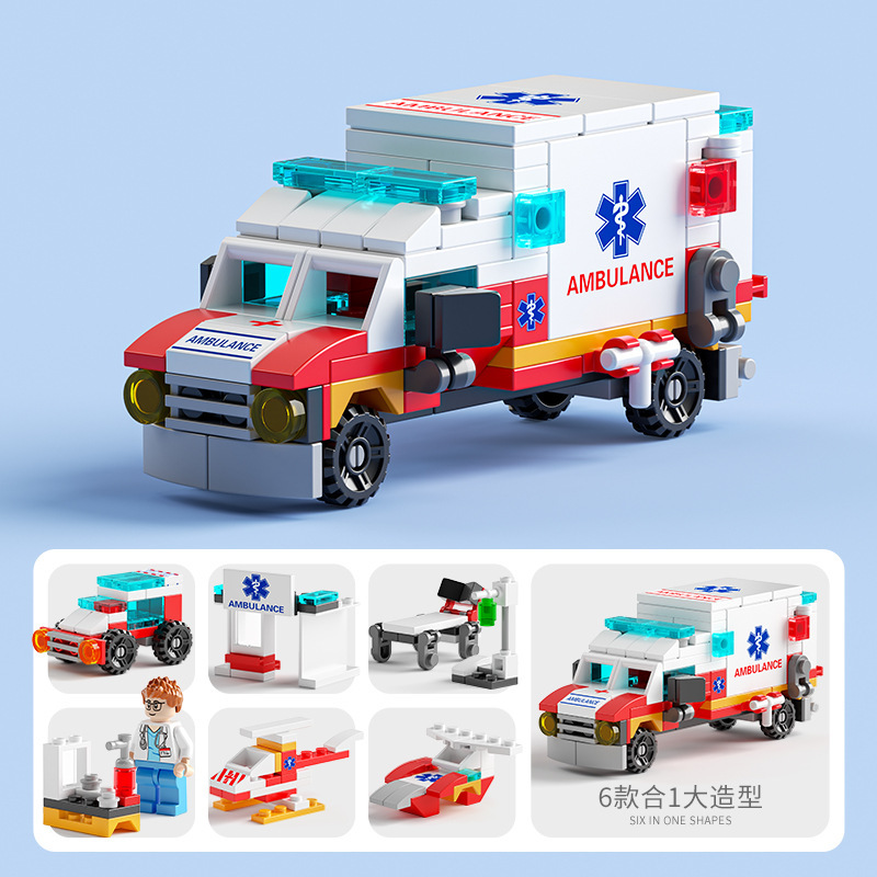 8732-8 (Ambulance 6-en-1) 122 pièces [sac de couleur]