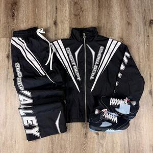 Survêtements personnalisés pour hommes en polyester, veste zippée en nylon patchwork et pantalon de jogging, ensembles de sport unisexes, coupe-vent en nylon, survêtement - Product Image 2