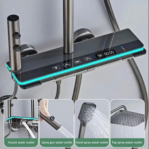 Juego <span class=keywords><strong>de</strong></span> <span class=keywords><strong>ducha</strong></span> <span class=keywords><strong>de</strong></span> baño gris con pistola <span class=keywords><strong>de</strong></span> núcleo <span class=keywords><strong>de</strong></span> válvula <span class=keywords><strong>de</strong></span> cerámica <span class=keywords><strong>de</strong></span> aluminio contemporáneo Juego <span class=keywords><strong>de</strong></span> <span class=keywords><strong>ducha</strong></span> <span class=keywords><strong>de</strong></span> teclas <span class=keywords><strong>de</strong></span> piano <span class=keywords><strong>de</strong></span> 4 modos montado en la pared <span class=keywords><strong>de</strong></span> un solo mango - Product Image 4