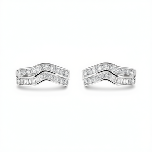 Orecchini E3133 in Oro Bianco con Diamanti Taglio Baguette, Stile Classico da Sposa per Donne, Diamanti Naturali Colore D - Product Image 1