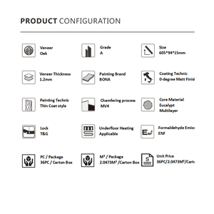 Sồi Thiết kế sàn B03 T & G chải hiện đại xương cá cài đặt bề mặt nhẵn cho nhà bếp phòng khách & biệt thự - Product Image 2