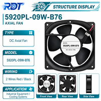 Ventilateur de ventilation DC à haut débit d'air 172 mm avec roulement à billes 5920PL-09W-B76, refroidissement par onduleur, dissipation de chaleur, qualité industrielle