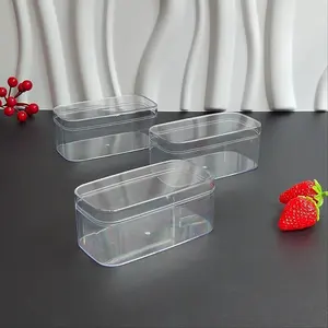 Wholesale Custom Logo Transparent Clear Tiramisu Pudding Acrylic Cake Box Square Container For Cookie